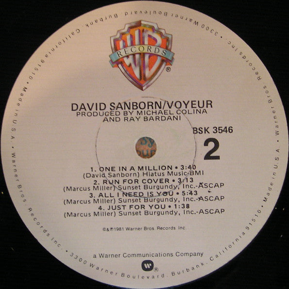 David Sanborn : Voyeur (LP, Album)