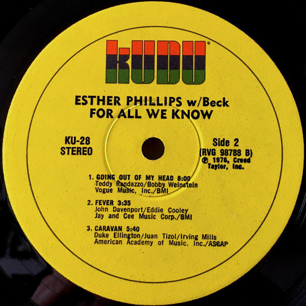 Esther Phillips With Joe Beck : For All We Know (LP, Album)