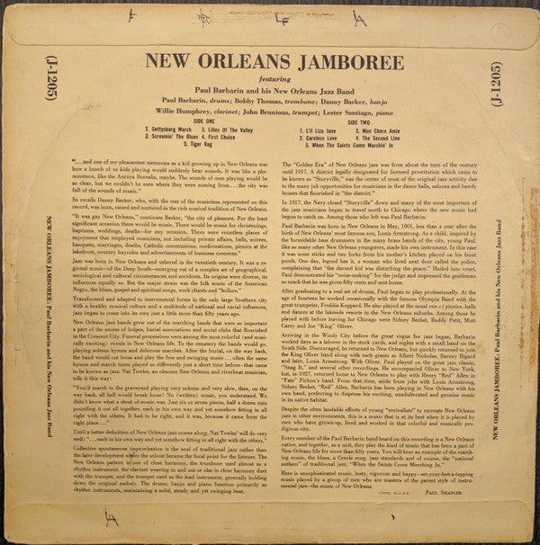 Paul Barbarin And His Jazz Band : New Orleans Jamboree (LP)