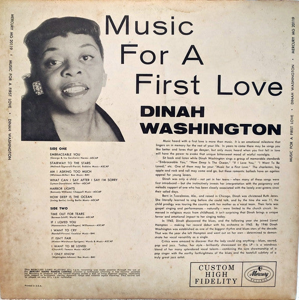 Dinah Washington : Music For A First Love (LP, Mono)