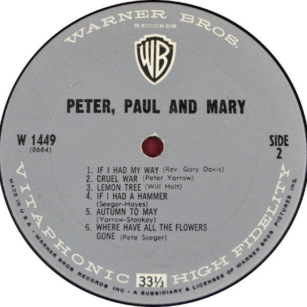 Peter, Paul & Mary : Peter, Paul And Mary (LP, Album, Mono)