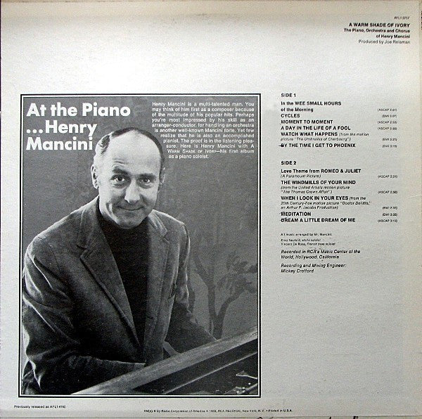 Henry Mancini : A Warm Shade Of Ivory (LP, Album, RE)