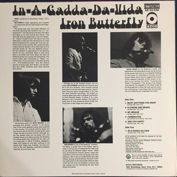 Iron Butterfly : In-A-Gadda-Da-Vida (LP, Album, Club, RP)