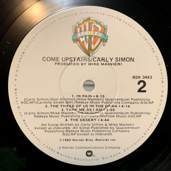 Carly Simon : Come Upstairs (LP, Album, Win)