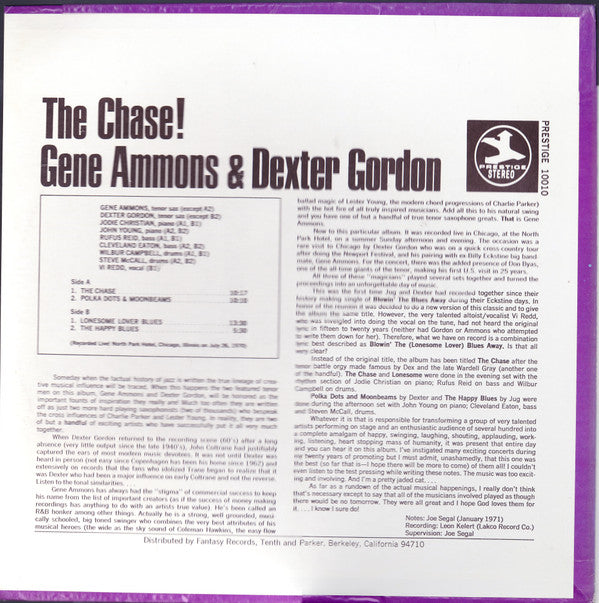 Gene Ammons & Dexter Gordon : The Chase! (LP, Album, RE)