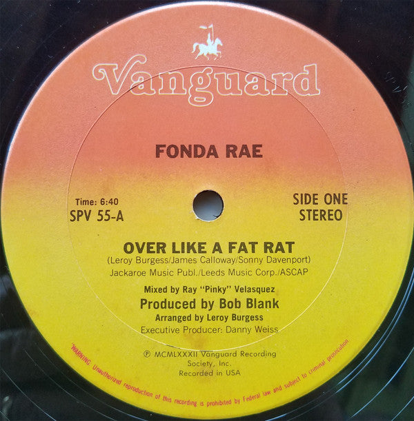 Fonda Rae : Over Like A Fat Rat (12")