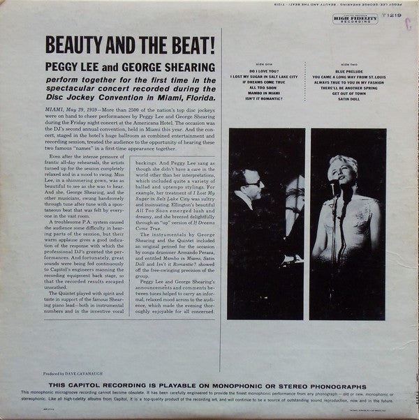 Peggy Lee / George Shearing : Beauty And The Beat! (LP, Album, Mono, Scr)