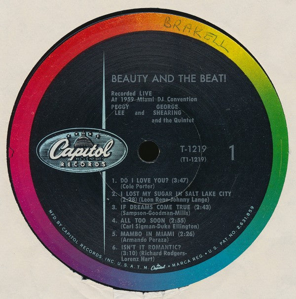 Peggy Lee / George Shearing : Beauty And The Beat! (LP, Album, Mono, Scr)