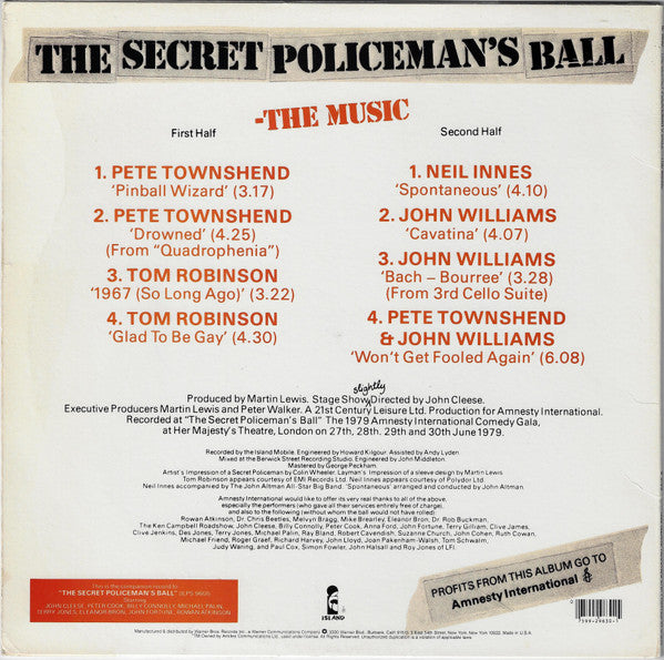 Various : The Secret Policeman's Ball (The Music) (LP, Album, Jac)