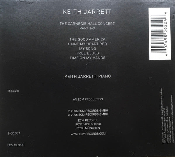 Keith Jarrett : The Carnegie Hall Concert (2xCD, Album, Sli)