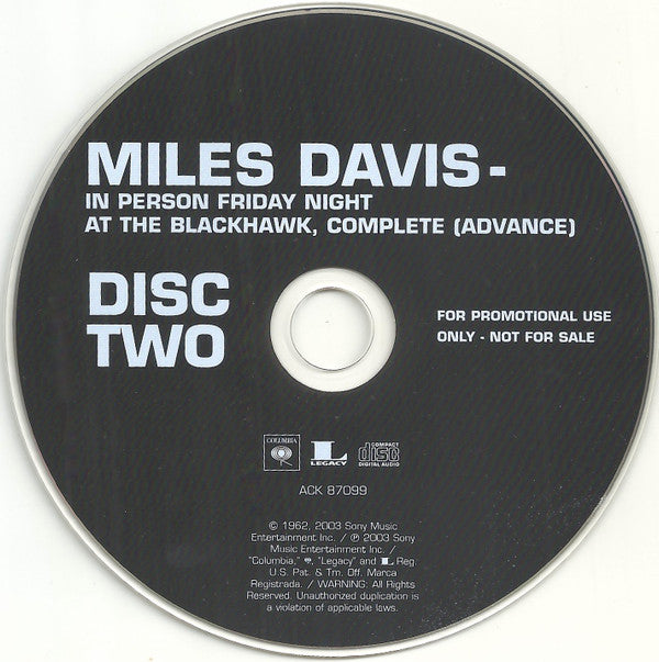 Miles Davis : In Person, Friday Night At The Blackhawk, San Francisco, Complete (Volume I) (2xCD, Advance, Album, Promo, RM)