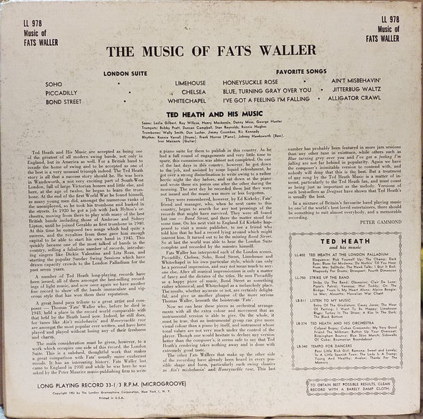 Ted Heath And His Music : The Music Of Fats Waller (LP, Album, Mono)