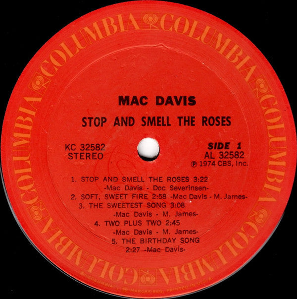 Mac Davis : Stop And Smell The Roses (LP, Album, San)