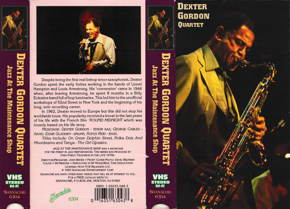 Dexter Gordon Quartet : Jazz At The Maintenance Shop (VHS, NTSC)