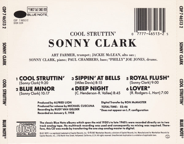 Sonny Clark : Cool Struttin' (CD, Album, RE, RP, Cap)