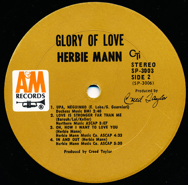 Herbie Mann : Glory Of Love (LP, Album, Gat)