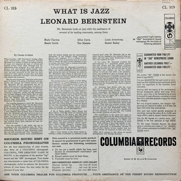 Leonard Bernstein : What Is Jazz? (LP, Album, Mono, Bri)