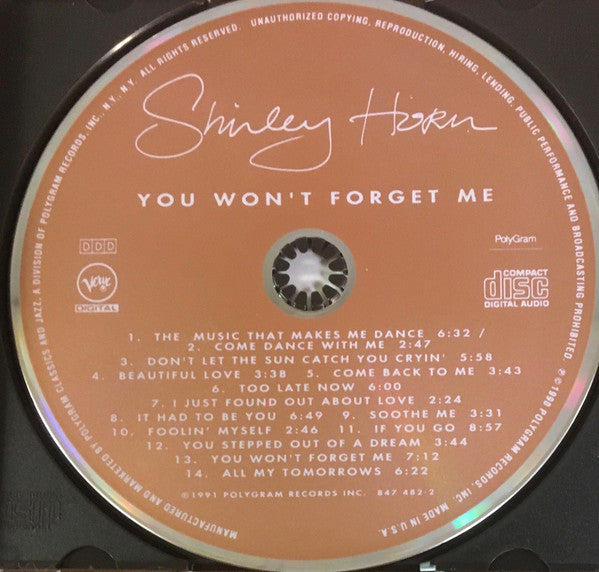 Shirley Horn : You Won't Forget Me (CD, Album)