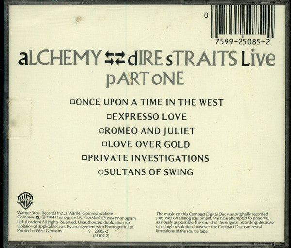 Dire Straits : Alchemy - Dire Straits Live Part One (CD, Album, RE, Tar)
