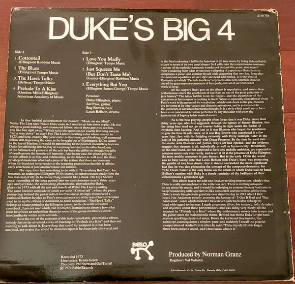 Duke Ellington : Duke's Big 4 (LP, Album)