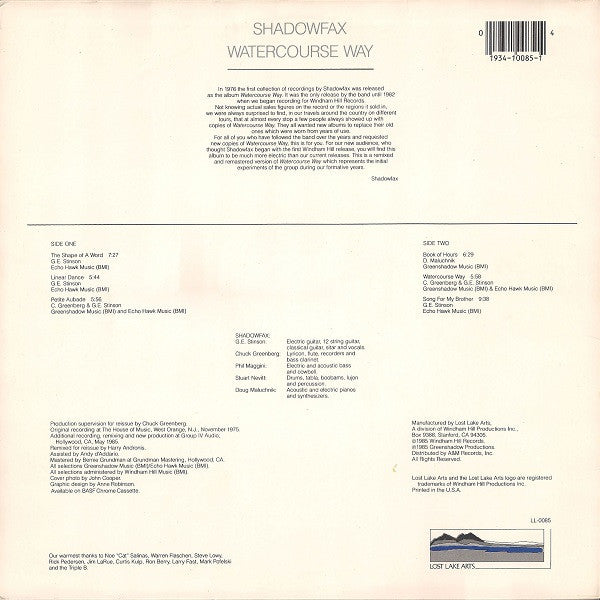 Shadowfax : Watercourse Way (LP, Album, RE, RM)