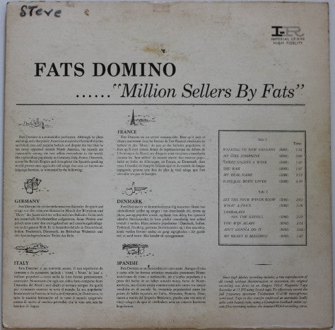 Fats Domino : Million Sellers By Fats (LP, Comp, Mono)