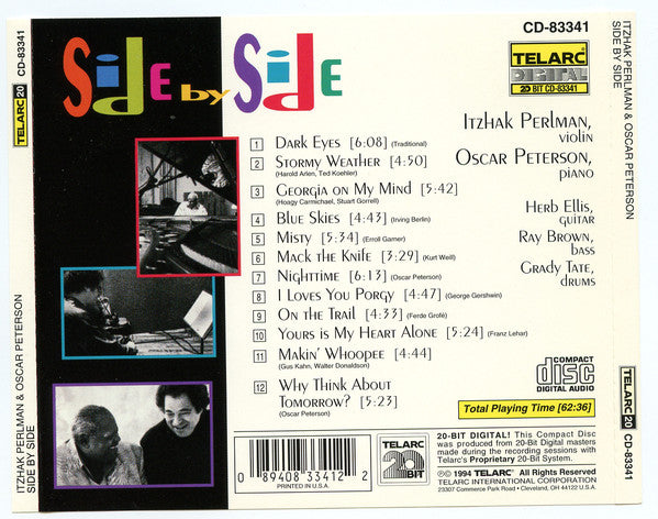 Itzhak Perlman, Oscar Peterson : Side By Side (CD, Album)