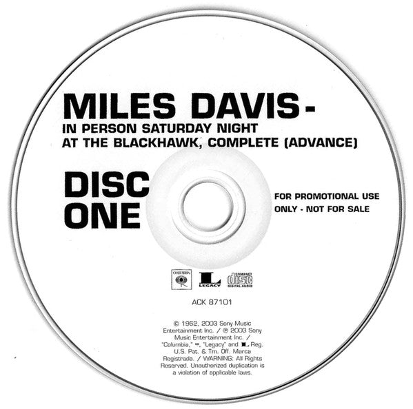 Miles Davis : In Person, Saturday Night At The Blackhawk, San Francisco, Complete (Volume II) (2xCD, Advance, Album, Promo, RM)