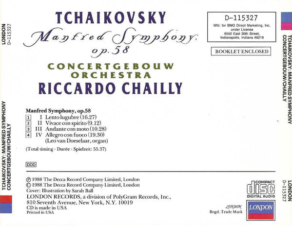 Pyotr Ilyich Tchaikovsky - Concertgebouworkest, Riccardo Chailly : Manfred Symphony (CD, Album, Club)