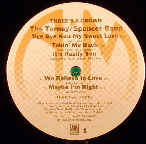 The Tarney/Spencer Band : Three's A Crowd (LP, Album)