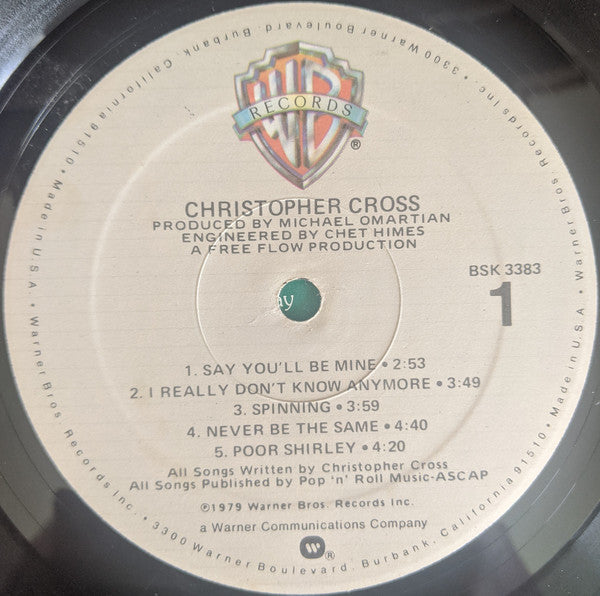 Christopher Cross : Christopher Cross (LP, Album, RP, Eur)