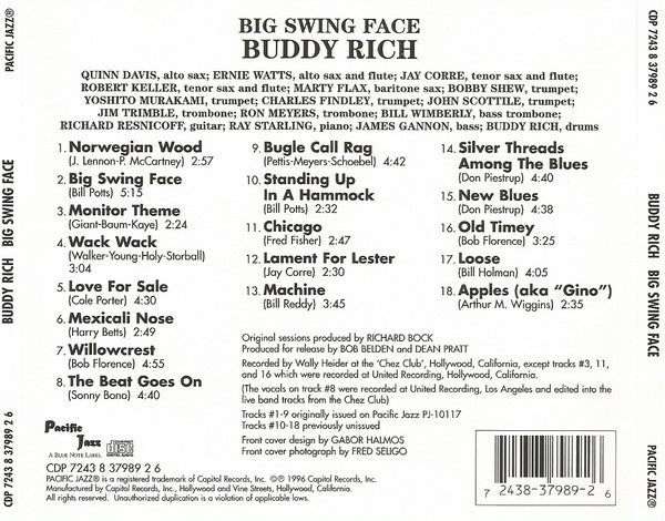 Buddy Rich Big Band : Big Swing Face (CD, Album, RE)