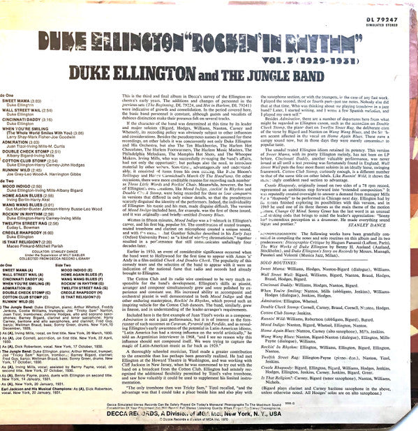 Duke Ellington & The Jungle Band (2) : Duke Ellington "Rockin' In Rhythm" Vol. 3 (1929-1931) (LP, Comp)