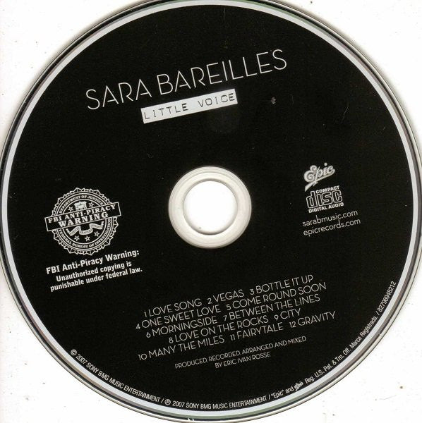 Authentic Sara bareilles little voice Vinyl:NM Sleeve:NM