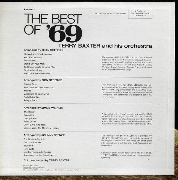 Terry Baxter His Orchestra & Chorus : The Best Of '69 (2xLP, Album)