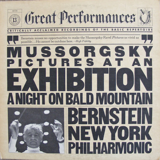 Modest Mussorgsky : Leonard Bernstein, The New York Philharmonic Orchestra : Pictures At An Exhibition/A Night On Bald Mountain (LP, Comp, RE)