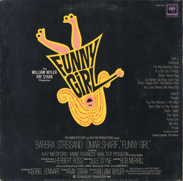 Jule Styne Lyrics by Bob Merrill - Barbra Streisand, Omar Sharif : Funny Girl (The Original Sound Track Recording) (LP, Album, Pit)