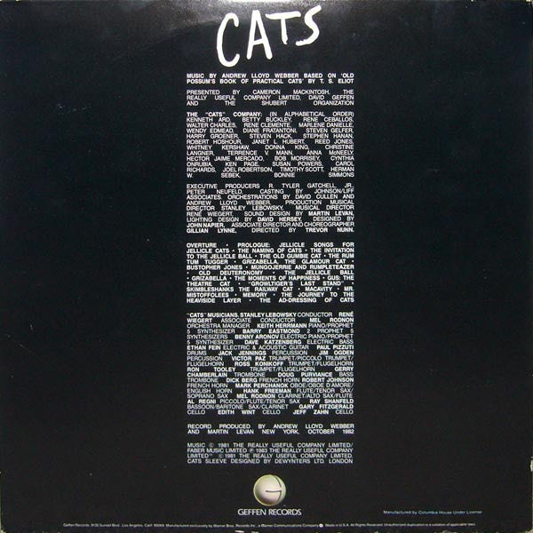 Andrew Lloyd Webber : Cats - Complete Original Broadway Cast Recording (2xLP, Album, Club, Gat)