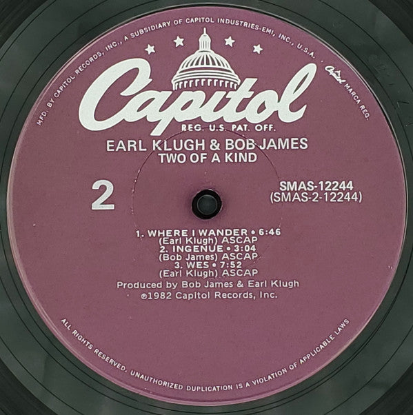 Earl Klugh And Bob James : Two Of A Kind (LP, Album, Jac)