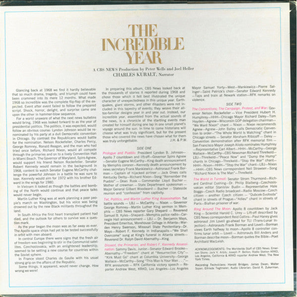 Charles Kuralt : The Incredible Year: 1968 (LP, Album, Comp, Mono)