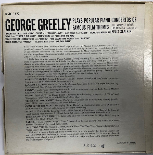 George Greeley : Popular Piano Concertos Of Famous Film Themes (Reel, 4tr Stereo, 7" Reel)