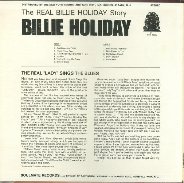 Billie Holiday : The Real "Lady Day" Sings The Blues (LP, Comp)