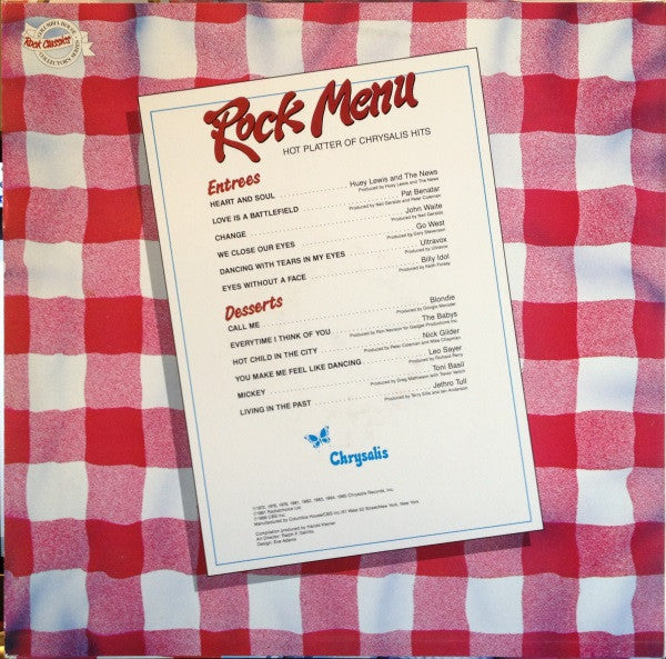 Various : Rock Menu - Hot Platter Of Chrysalis Hits (LP, Comp)