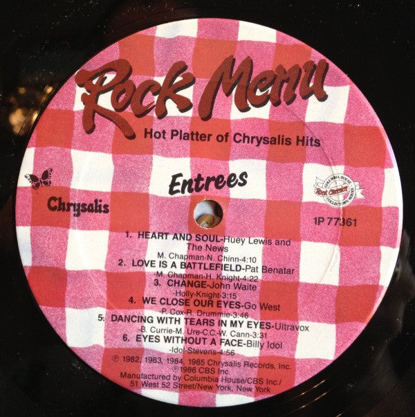 Various : Rock Menu - Hot Platter Of Chrysalis Hits (LP, Comp)