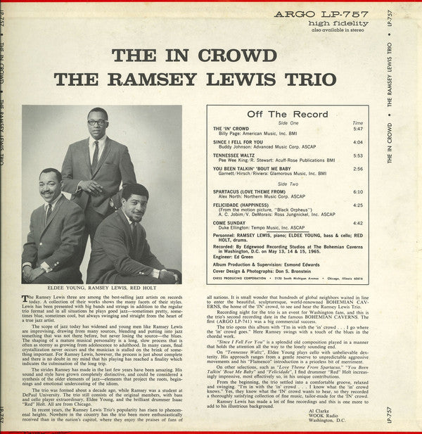 The Ramsey Lewis Trio : The In Crowd (LP, Album, Blu)