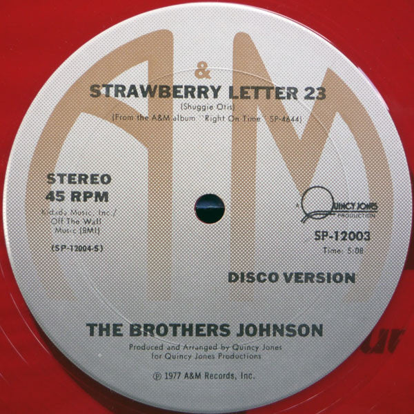 Brothers Johnson : Strawberry Letter 23 (Disco Version) / Get The Funk Out Ma Face (Disco Version) (12", Red)