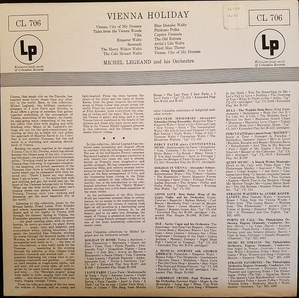 Michel Legrand Et Son Orchestre : Vienna Holiday (LP, Album, Mono)