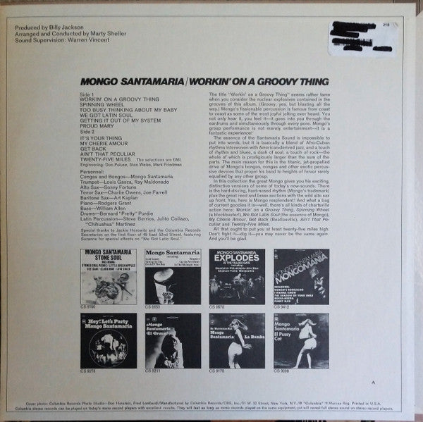 Mongo Santamaria : Workin' On A Groovy Thing (LP, Album, Ter)