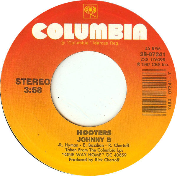 The Hooters : Johnny B (7", Styrene, Car)