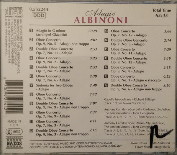 Tomaso Albinoni : Adagio (CD, Comp)